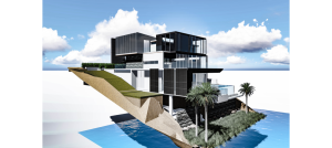 Tennyson Point House, elevated view from Parramatta River, looking north-east.