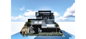 Tennyson Point House, Parramatta River riverfront elevation, looking north.