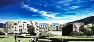 KDV student accommodation perspective for curved building
